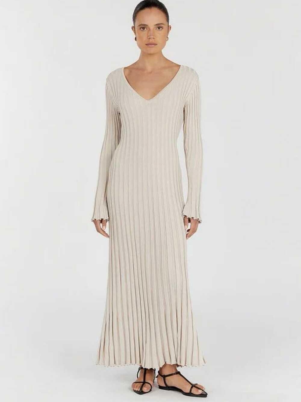 DISSH REIGN STONE SLEEVED KNIT MIDI DRESS